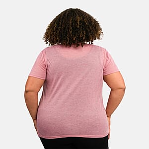 Tamsy Pink Cross Front Slub Knit T-shirt - One Size Plus