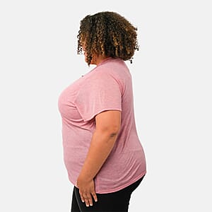 Tamsy Pink Cross Front Slub Knit T-shirt - One Size Plus