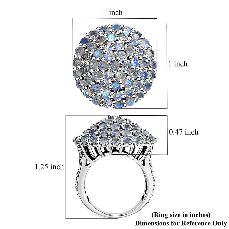 D'Joy Moon Glow Moonstone Ring in Black Oxidized Sterling Silver 6.40 ctw (Size 10.0)
