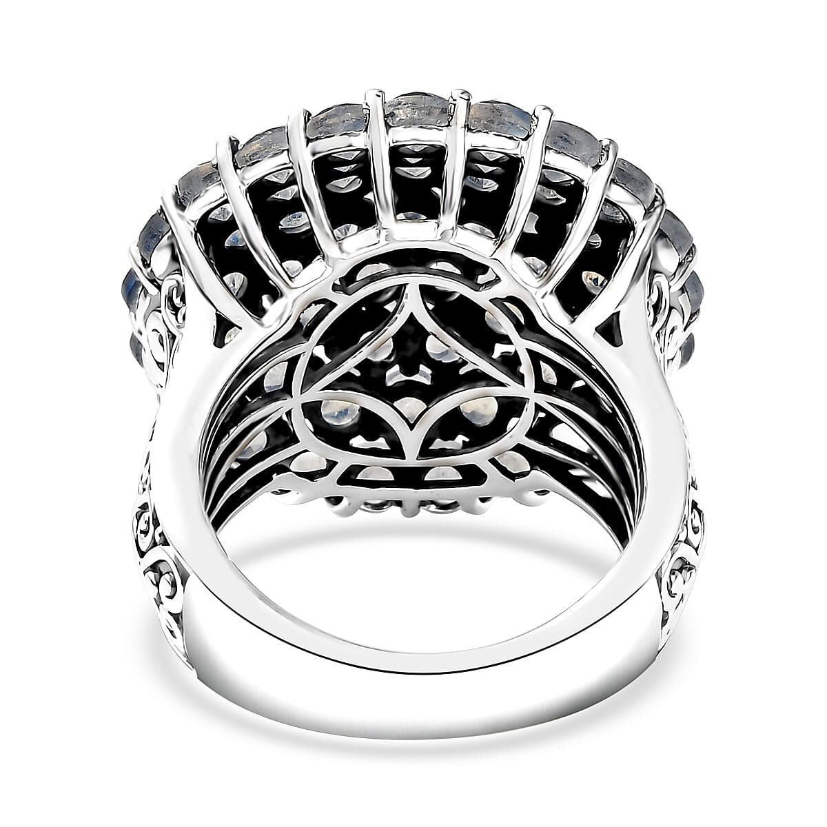 D'Joy Moon Glow Moonstone 6.40 ctw Victorian Moonlight Ring in Black Oxidized Sterling Silver (Size 7.0) image number 4