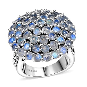 D'Joy Moon Glow Moonstone 6.40 ctw Victorian Moonlight Ring in Black Oxidized Sterling Silver (Size 8.0)