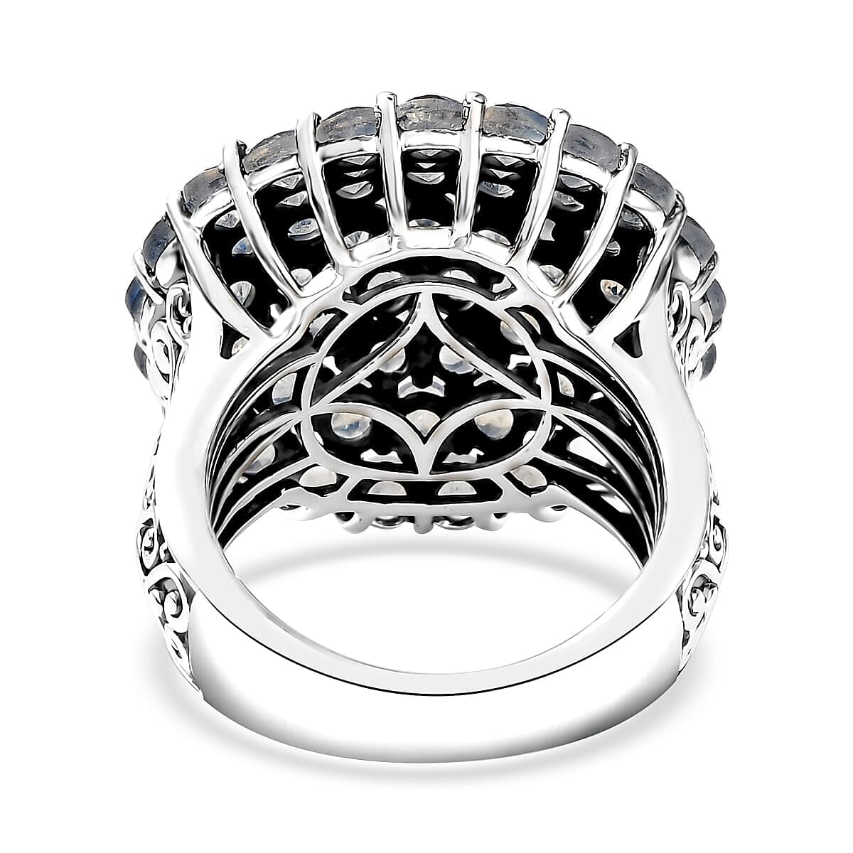 D'Joy Moon Glow Moonstone 6.40 ctw Victorian Moonlight Ring in Black Oxidized Sterling Silver (Size 8.0) image number 4