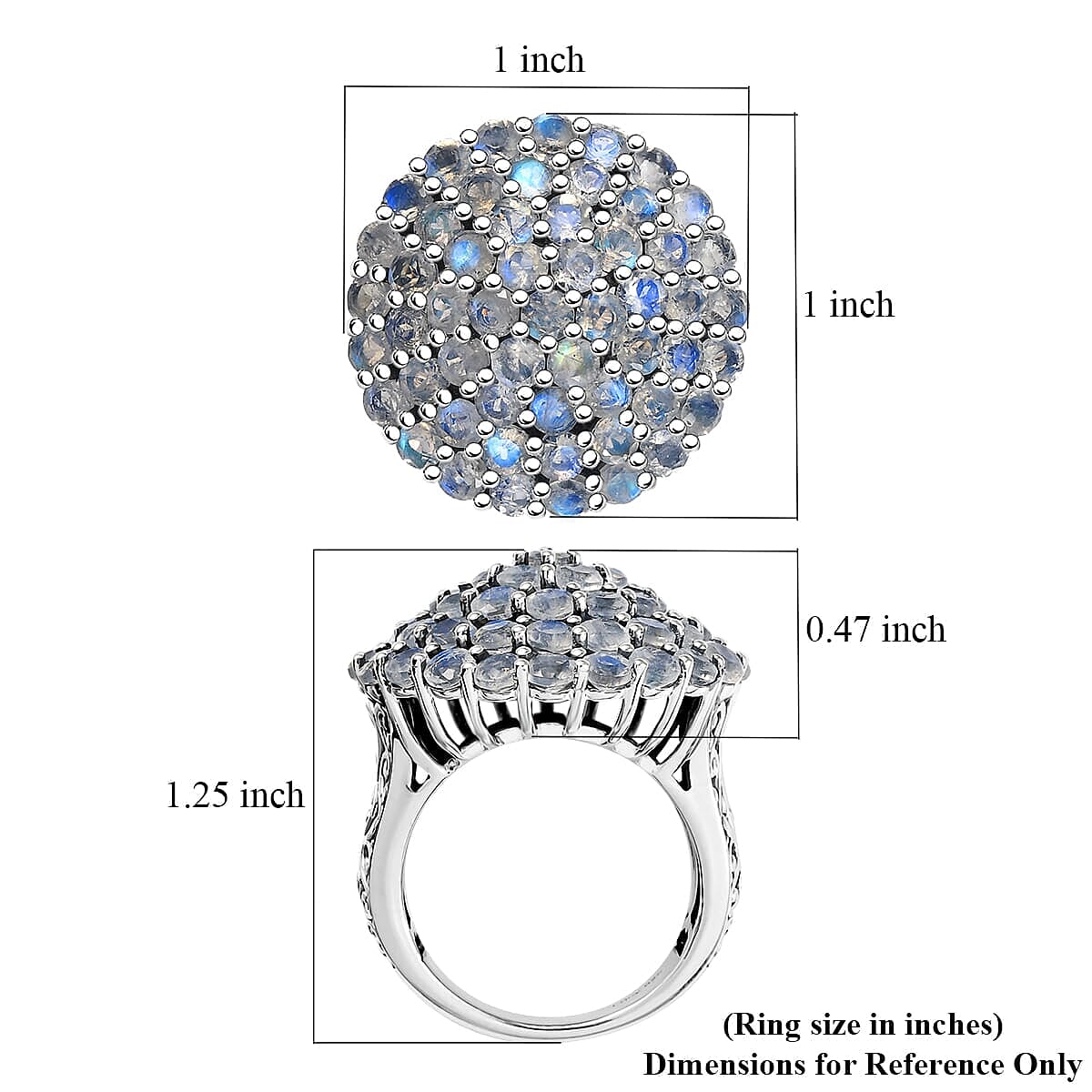 D'Joy Moon Glow Moonstone Ring in Black Oxidized Sterling Silver 6.40 ctw (Size 8.0)