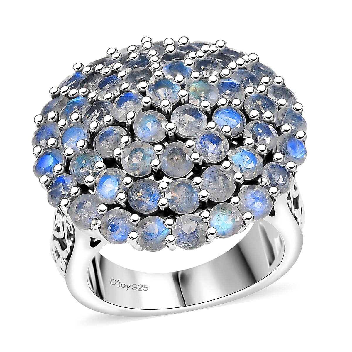 D'Joy Moon Glow Moonstone 6.40 ctw Victorian Moonlight Ring in Black Oxidized Sterling Silver (Size 9.0) image number 0