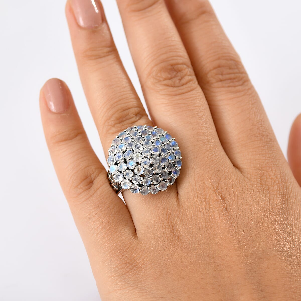 D'Joy Moon Glow Moonstone 6.40 ctw Victorian Moonlight Ring in Black Oxidized Sterling Silver (Size 9.0) image number 2