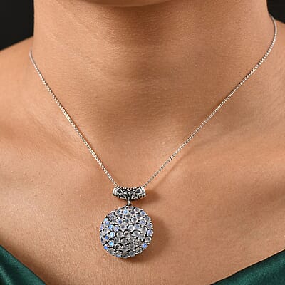 D'Joy Moon Glow Moonstone 6.50 ctw Victorian Moonlight Pendant without Chain in Black Oxidized Sterling Silver 