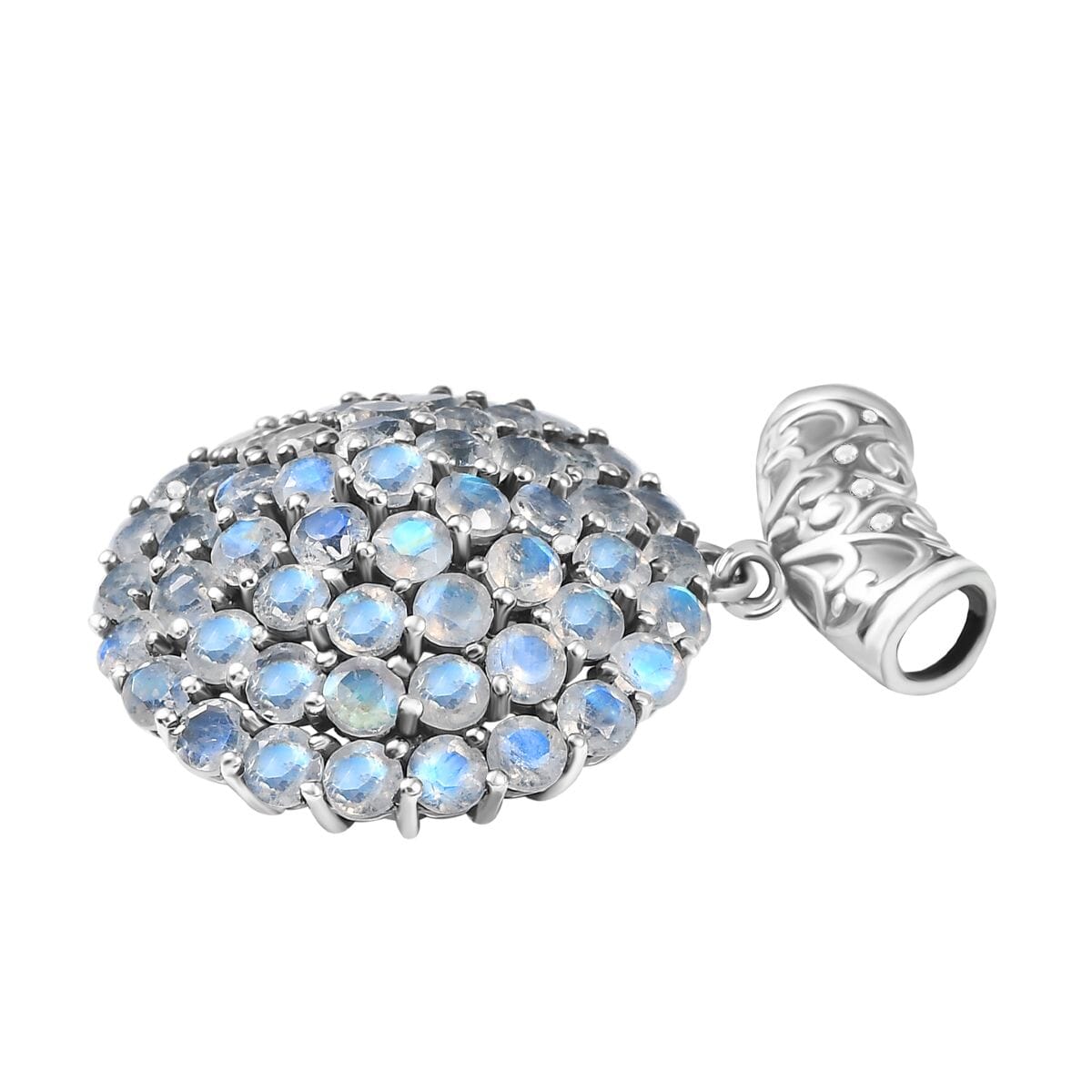 D'Joy Moon Glow Moonstone 6.50 ctw Victorian Moonlight Pendant without Chain in Black Oxidized Sterling Silver  image number 3