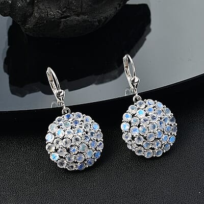 D'Joy Moon Glow Moonstone 7.90 ctw Victorian Moonlight Earrings Black Oxidized Sterling Silver 