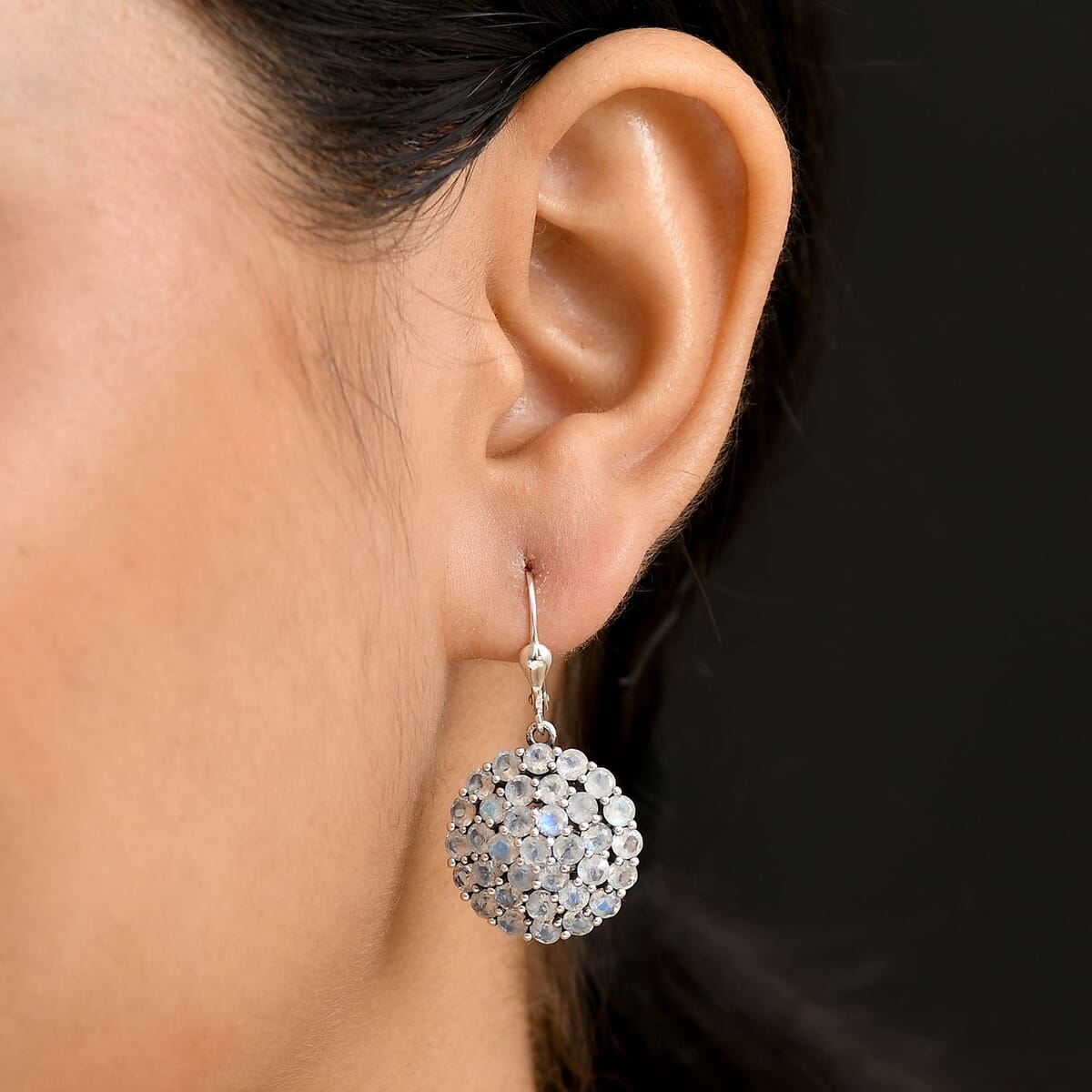 D'Joy Moon Glow Moonstone 7.90 ctw Victorian Moonlight Earrings Black Oxidized Sterling Silver  image number 2