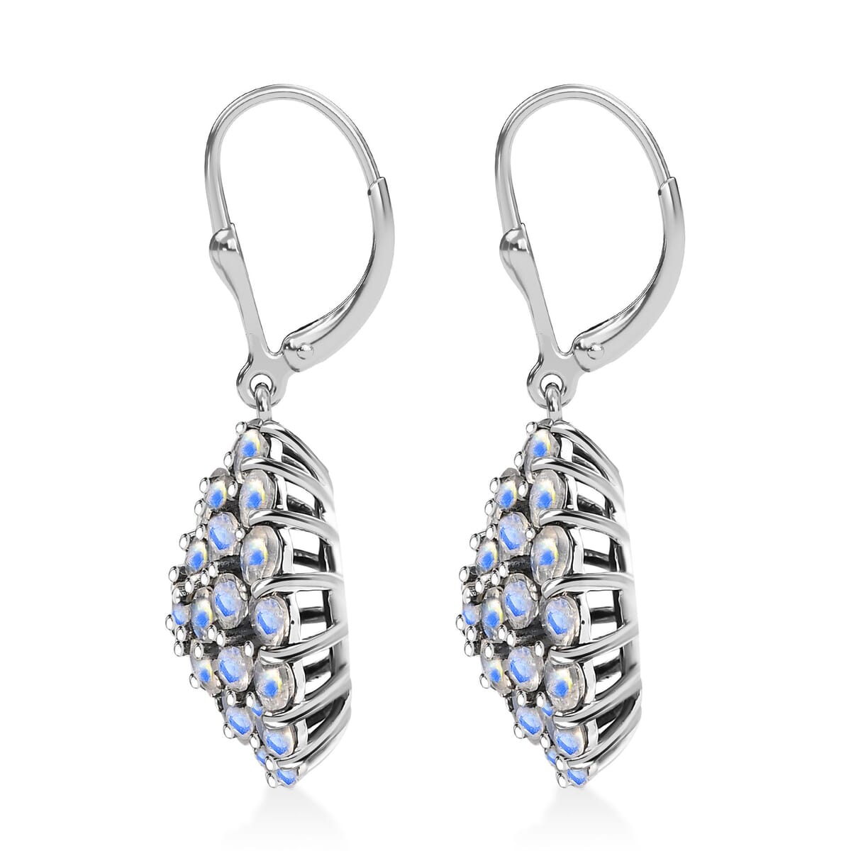 D'Joy Moon Glow Moonstone 7.90 ctw Victorian Moonlight Earrings Black Oxidized Sterling Silver  image number 3