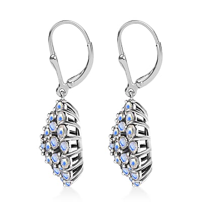 D'Joy Moon Glow Moonstone 7.90 ctw Victorian Moonlight Earrings Black Oxidized Sterling Silver 