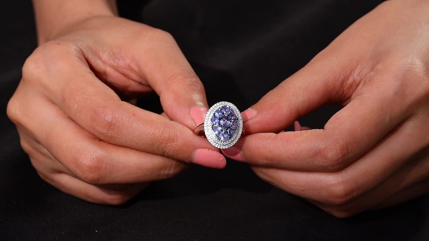 D'Joy Premium Ouro Fino Rubellite, White Zircon Ring in Rhodium Over Sterling Silver (Size 10.0) 3.00 ctw