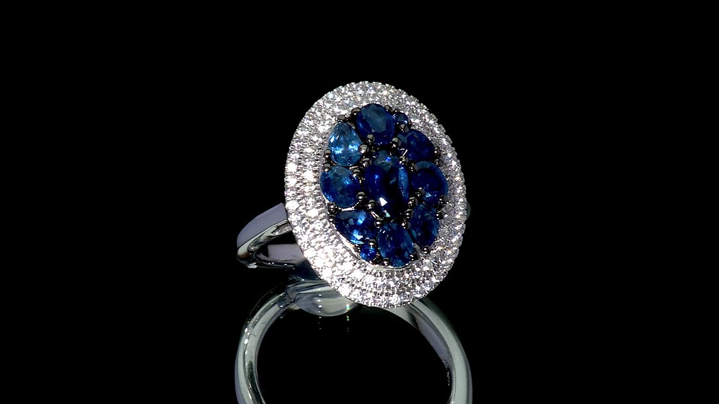 D'Joy Premium Ouro Fino Rubellite, White Zircon Ring in Rhodium Over Sterling Silver (Size 10.0) 3.00 ctw