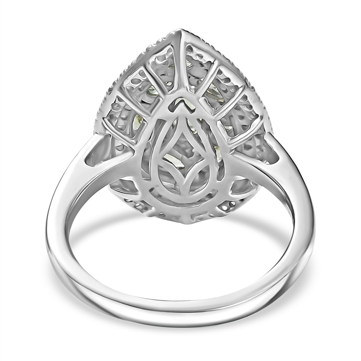 D'Joy Tsavorite Garnet and White Zircon 2.50 ctw Crown Cluster Ring in Rhodium Over Sterling Silver (Size 10.0) image number 4