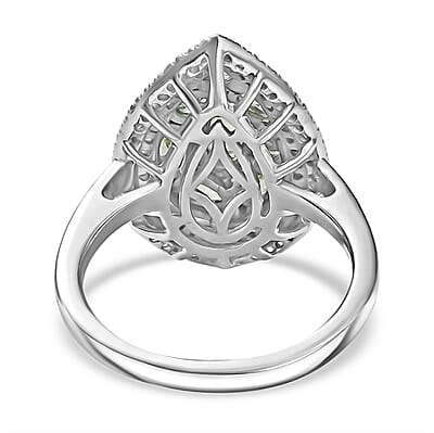 D'Joy Tsavorite Garnet and White Zircon 2.50 ctw Crown Cluster Ring in Rhodium Over Sterling Silver (Size 7.0)