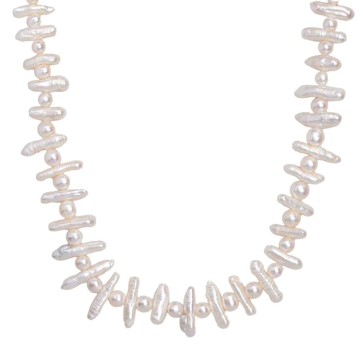 White Freshwater Pearl Necklace in Rhodium Over Sterling Silver 18 Inches image number 0