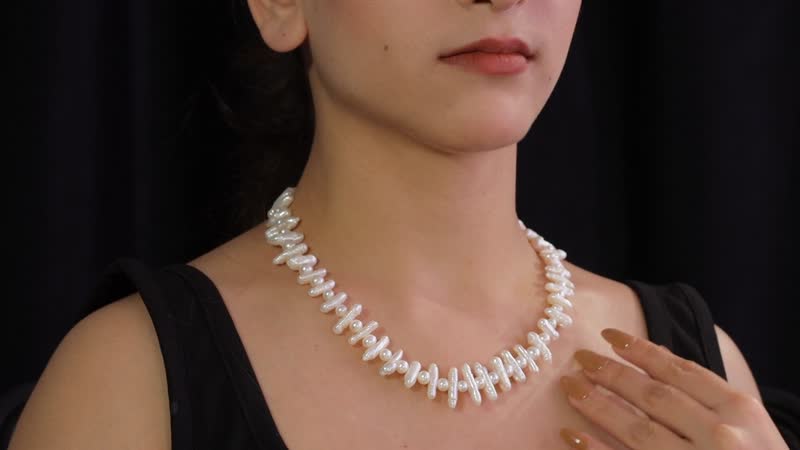 White Freshwater Pearl Necklace in Rhodium Over Sterling Silver 18 Inches