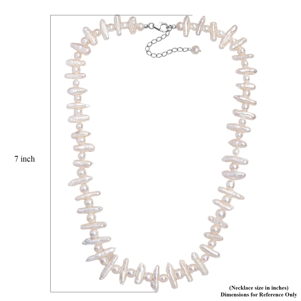 White Freshwater Pearl Necklace in Rhodium Over Sterling Silver 18 Inches image number 5
