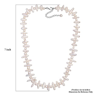 White Freshwater Pearl Necklace in Rhodium Over Sterling Silver 18 Inches
