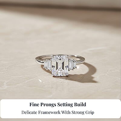 D'Joy Moissanite 2.90 ctw Art Deco Ring in Rhodium Over Sterling Silver (Size 10.0)