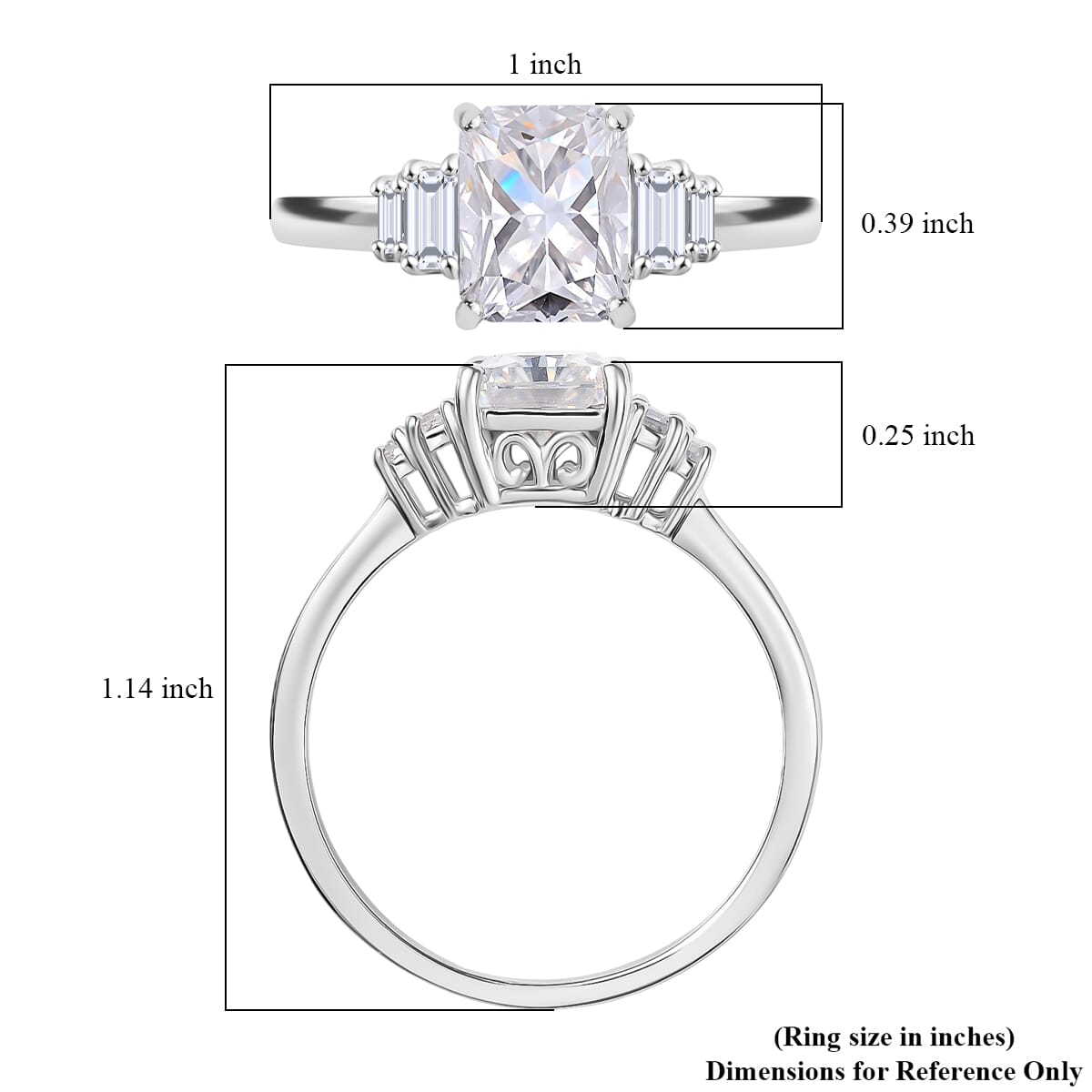 D'Joy Moissanite 2.90 ctw Art Deco Ring in Rhodium Over Sterling Silver (Size 10.0) image number 5