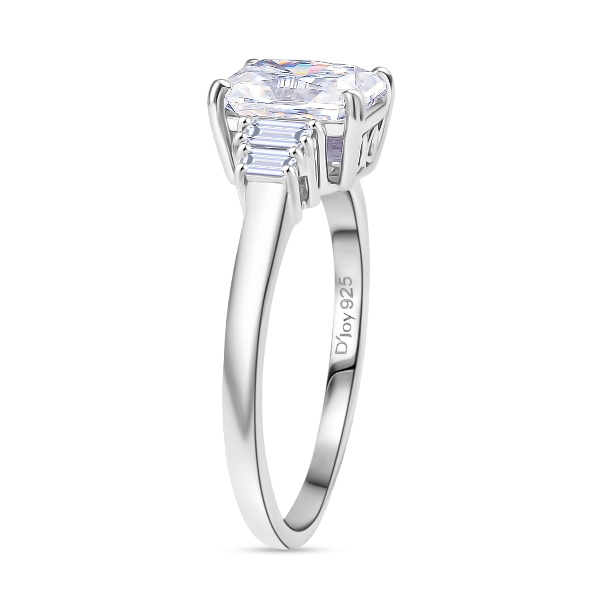 D'Joy Moissanite 2.90 ctw Art Deco Ring in Rhodium Over Sterling Silver (Size 7.0) image number 3