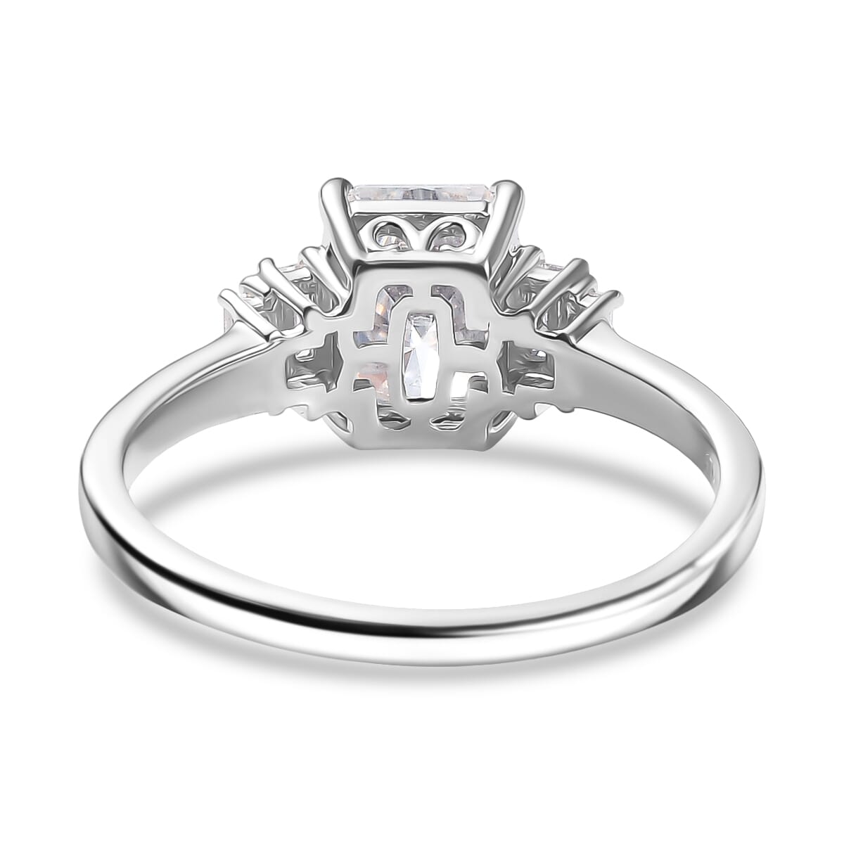 D'Joy Moissanite 2.90 ctw Art Deco Ring in Rhodium Over Sterling Silver (Size 7.0) image number 4