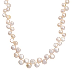 Peach Freshwater Pearl Necklace in 18K Vermeil Yellow Gold Over Sterling Silver 18 Inches