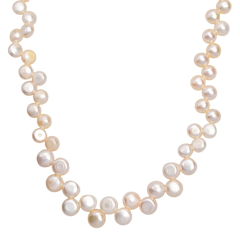 Peach Freshwater Pearl Necklace in 18K Vermeil Yellow Gold Over Sterling Silver 18 Inches