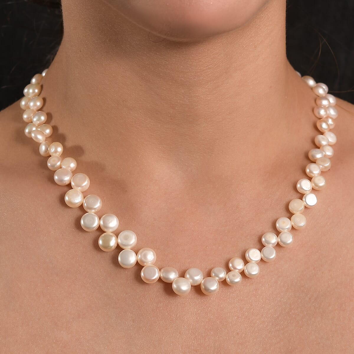 Peach Freshwater Pearl Necklace in 18K Vermeil Yellow Gold Over Sterling Silver 18 Inches image number 1