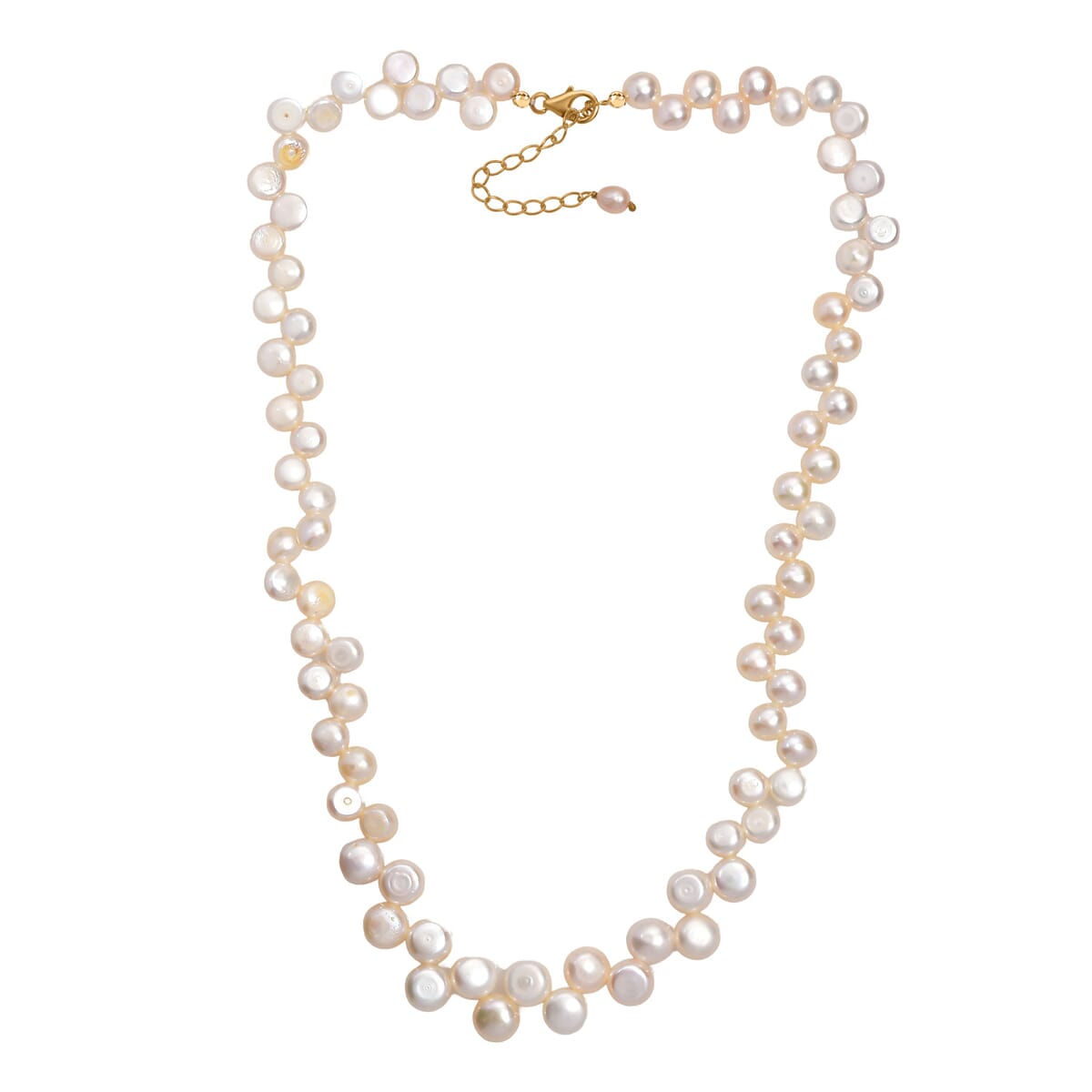 Peach Freshwater Pearl Necklace in 18K Vermeil Yellow Gold Over Sterling Silver 18 Inches image number 3