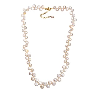 Peach Freshwater Pearl Necklace in 18K Vermeil Yellow Gold Over Sterling Silver 18 Inches