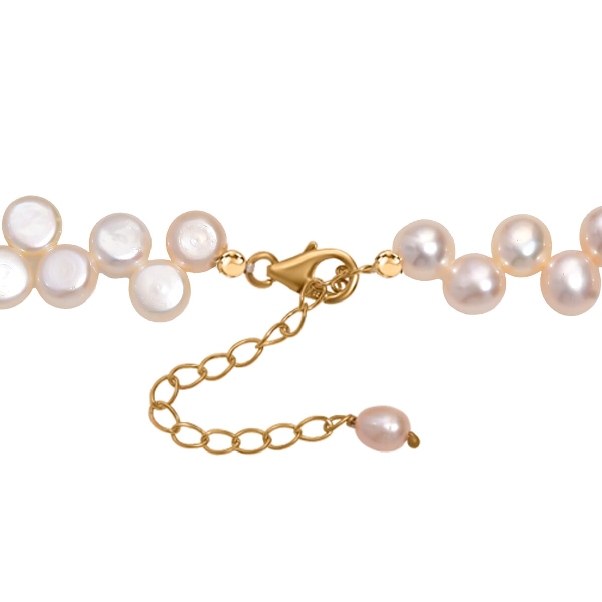 Peach Freshwater Pearl Necklace in 18K Vermeil Yellow Gold Over Sterling Silver 18 Inches image number 4
