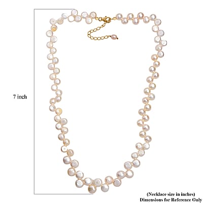 Peach Freshwater Pearl Necklace in 18K Vermeil Yellow Gold Over Sterling Silver 18 Inches
