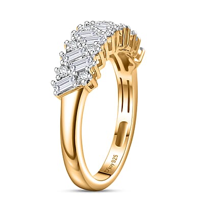 D'Joy Moissanite 0.90 ctw Wave Ring in 18K Vermeil Yellow Gold Over Sterling Silver (Size 10.0)