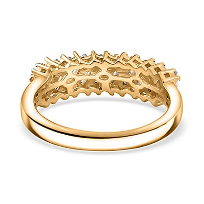 D'Joy Moissanite 0.90 ctw Wave Ring in 18K Vermeil Yellow Gold Over Sterling Silver (Size 10.0)