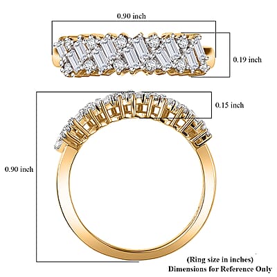 D'Joy Moissanite 0.90 ctw Wave Ring in 18K Vermeil Yellow Gold Over Sterling Silver (Size 10.0)