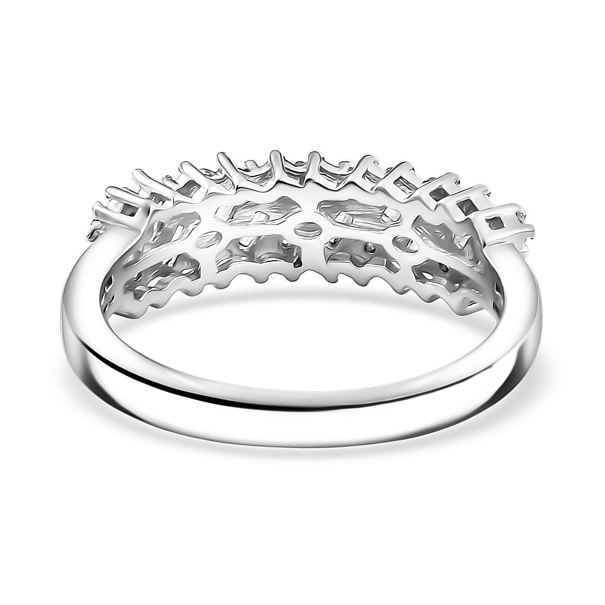 D'Joy Moissanite 0.90 ctw Wave Ring in Rhodium Over Sterling Silver (Size 7.0) image number 4