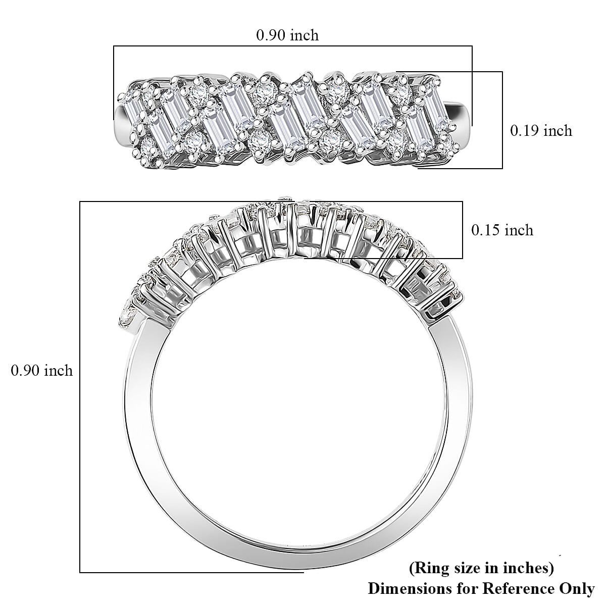 D'Joy Moissanite 0.90 ctw Wave Ring in Rhodium Over Sterling Silver (Size 7.0) image number 5