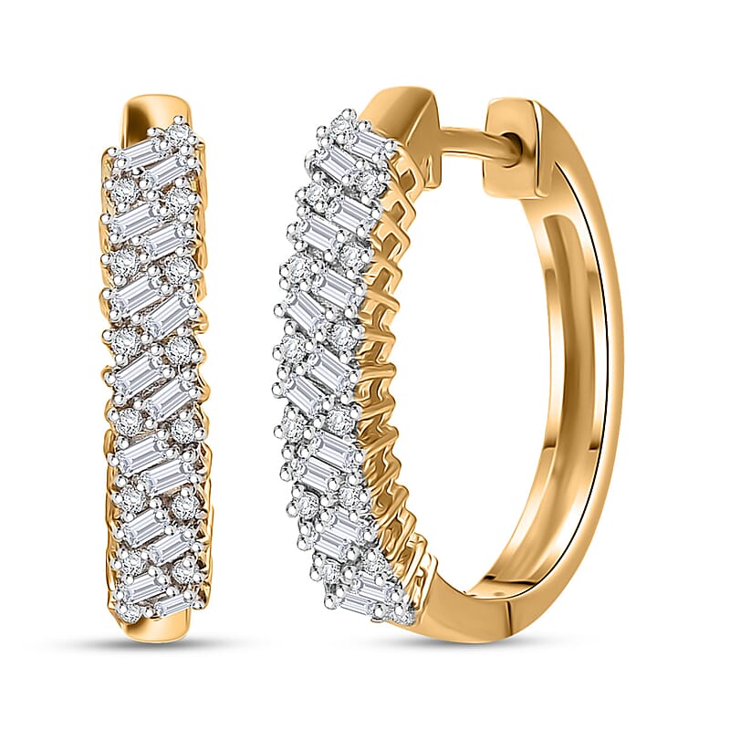 D'Joy Moissanite 1.00 ctw Hoop Earrings in 18K Vermeil Yellow Gold Over Sterling Silver 