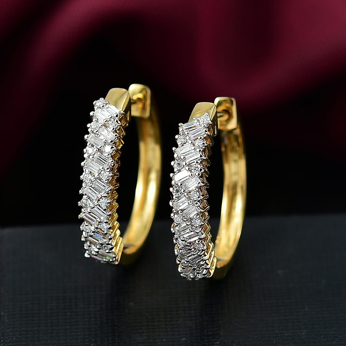 D'Joy Moissanite 1.00 ctw Hoop Earrings in 18K Vermeil Yellow Gold Over Sterling Silver  image number 1