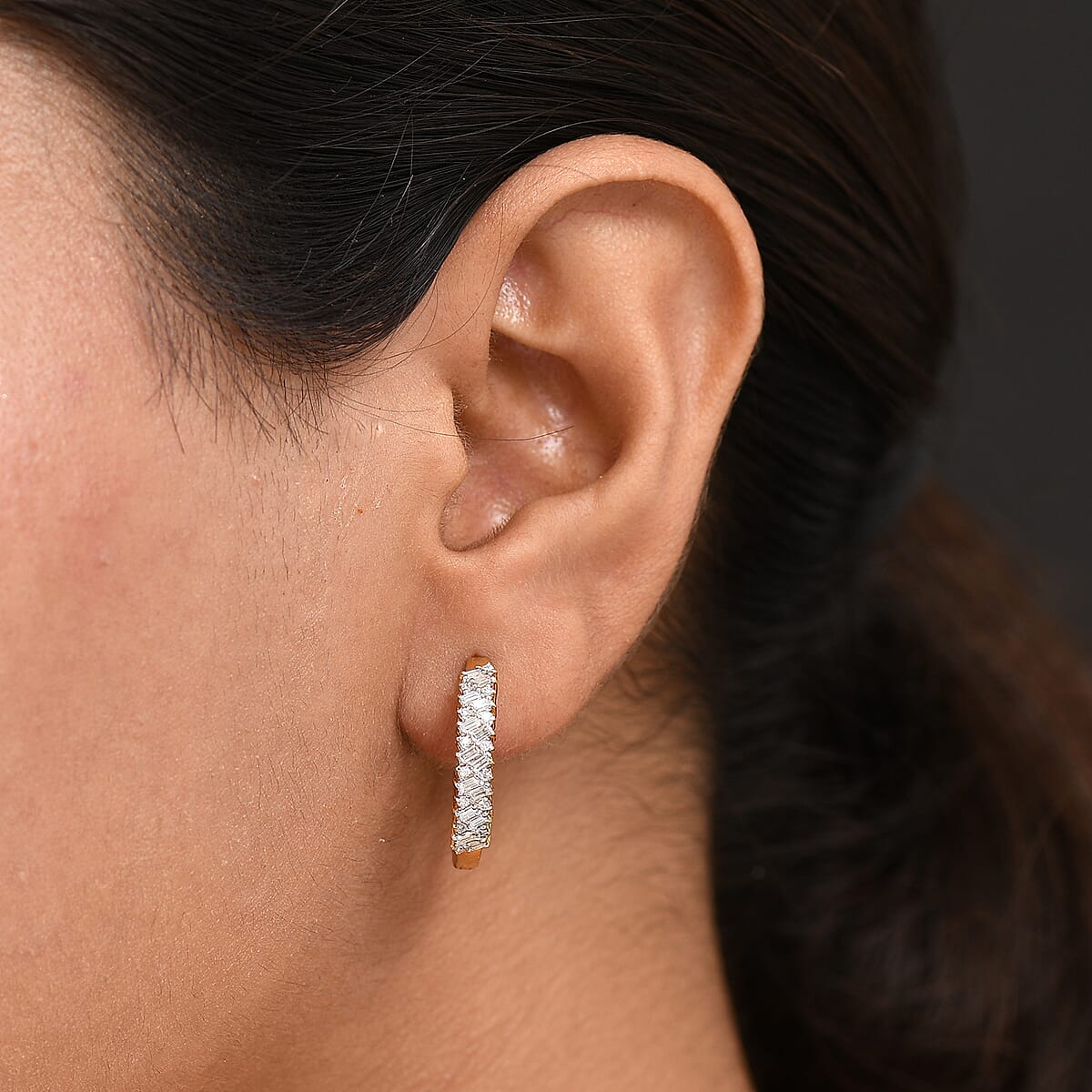 D'Joy Moissanite 1.00 ctw Hoop Earrings in 18K Vermeil Yellow Gold Over Sterling Silver  image number 2