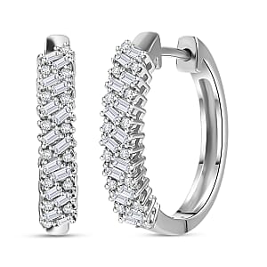 D'Joy Moissanite 1.00 ctw Hoop Earrings in Rhodium Over Sterling Silver