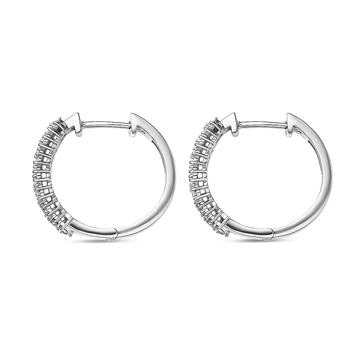 D'Joy Moissanite 1.00 ctw Hoop Earrings in Rhodium Over Sterling Silver image number 3