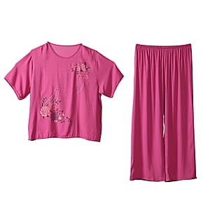TAMSY Rose Floral Motif Print 2 Piece Lounge Set - One Size Fits Most