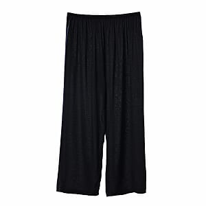 La Marey Black Floral Short Sleeve Top and Wide Leg Pants - One Size Fits Most