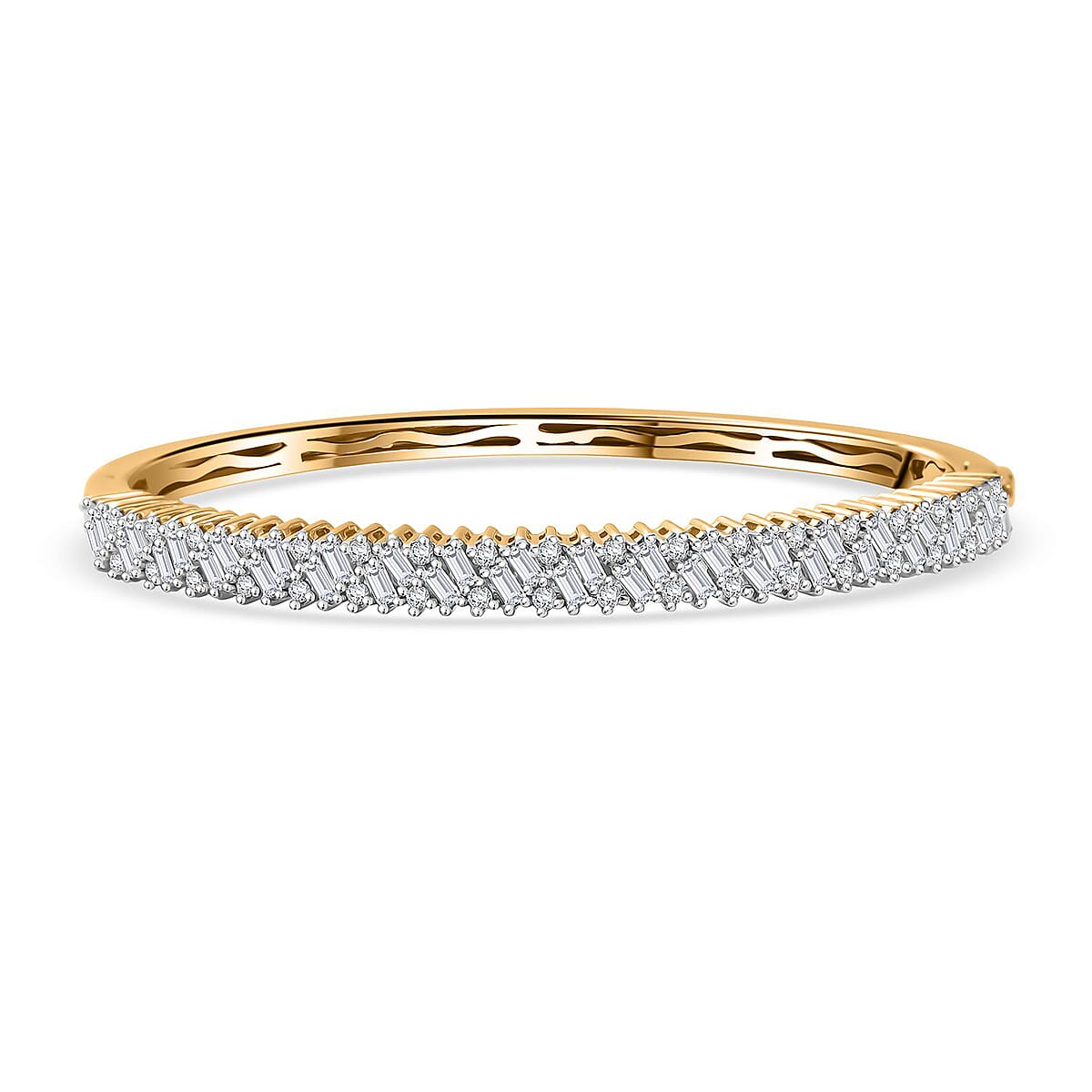 D'Joy Moissanite 2.90 ctw Bangle Bracelet in 18K Vermeil Yellow Gold Over Sterling Silver (7.25 In)  image number 0