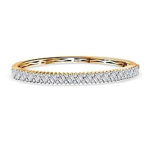 D'Joy Moissanite 2.90 ctw Bangle Bracelet in 18K Vermeil Yellow Gold Over Sterling Silver (7.25 In) 