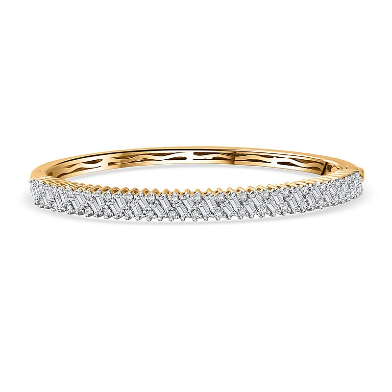 D'Joy Moissanite 2.90 ctw Bangle Bracelet in 18K Vermeil Yellow Gold Over Sterling Silver (7.25 In) 