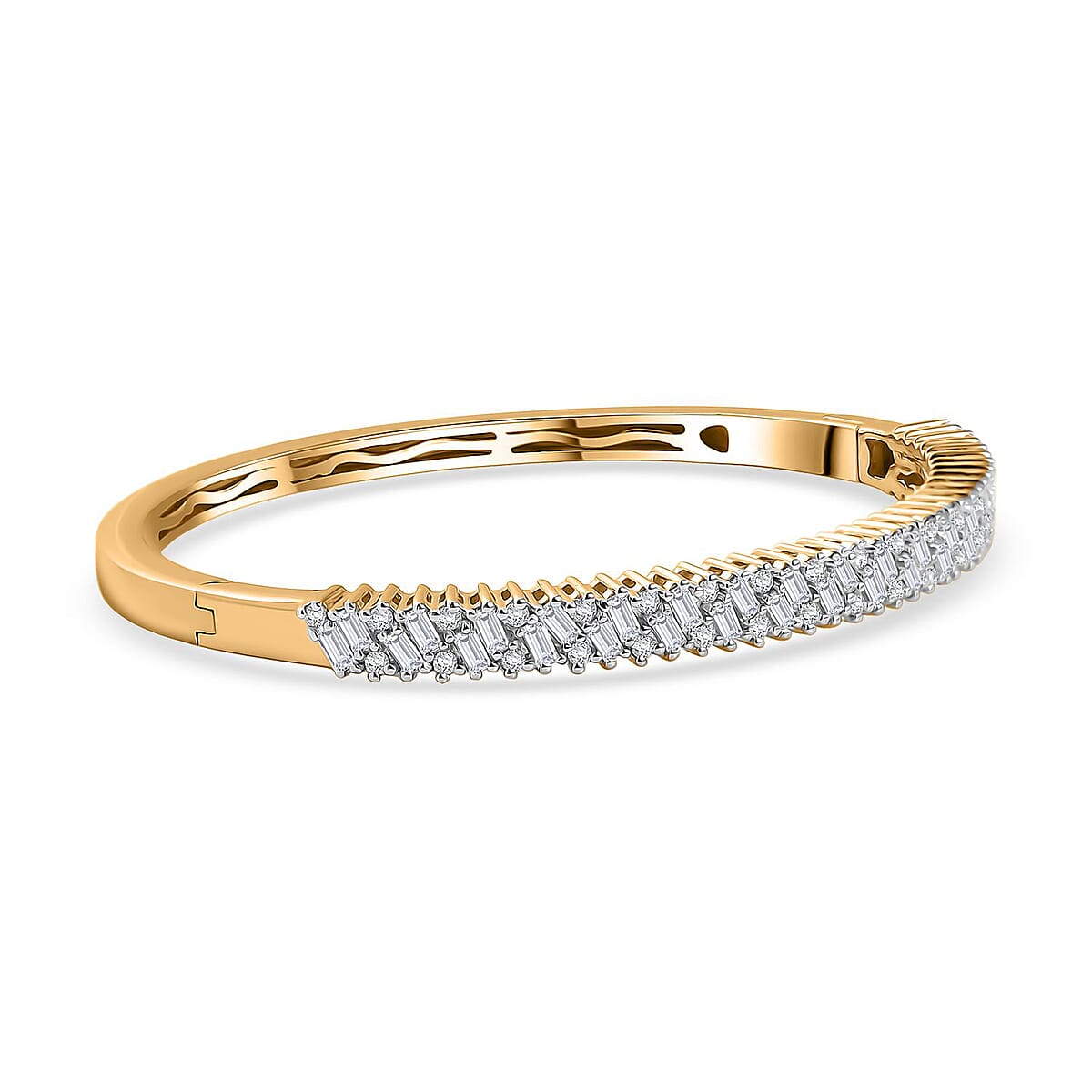 D'Joy Moissanite 2.90 ctw Bangle Bracelet in 18K Vermeil Yellow Gold Over Sterling Silver (7.25 In)  image number 3